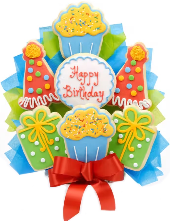 Birthday Party Cutout Cookie Bouquet