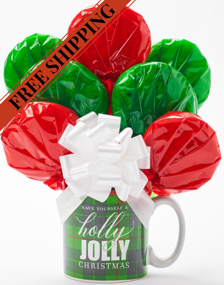 Holly Jolly Mug Cookie Bouquet