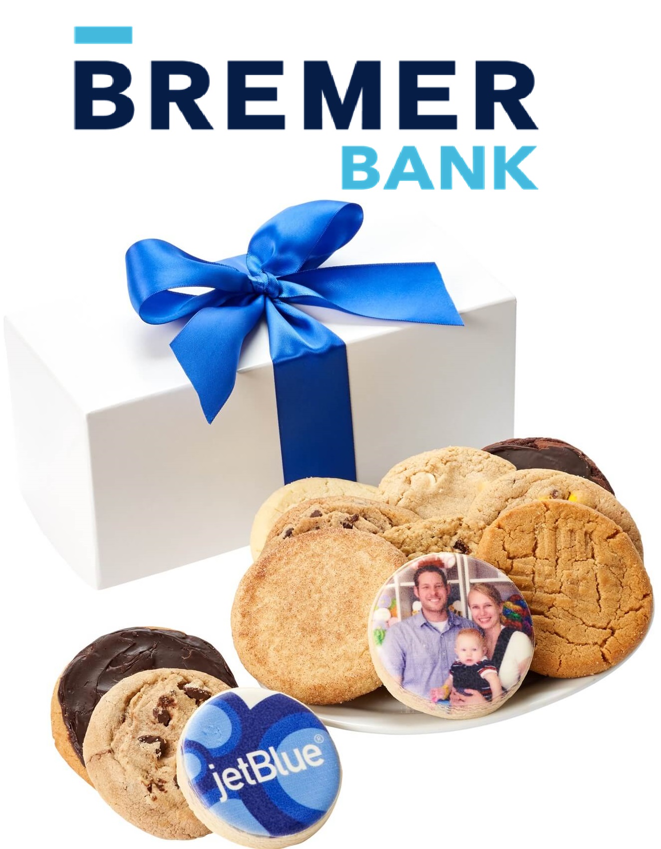 Bremer Bank Gift Box With Assorted cookies and Logos