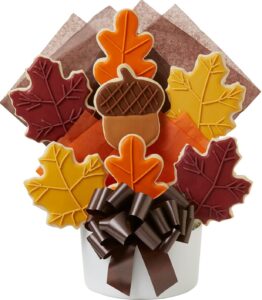 leaf decorated fall cookies basket