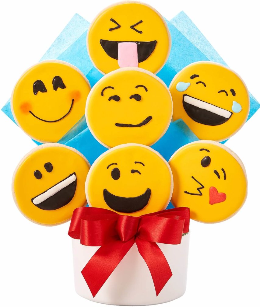 Emoji Cutout Cookie Bouquet