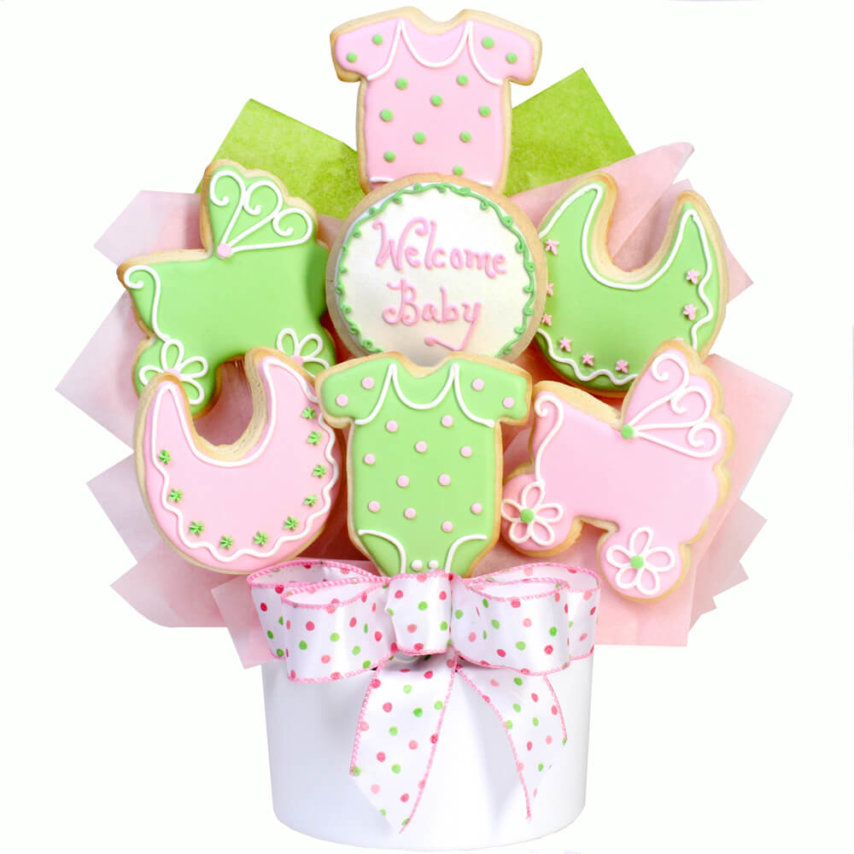 Baby Girl Cutout Cookie Bouquet