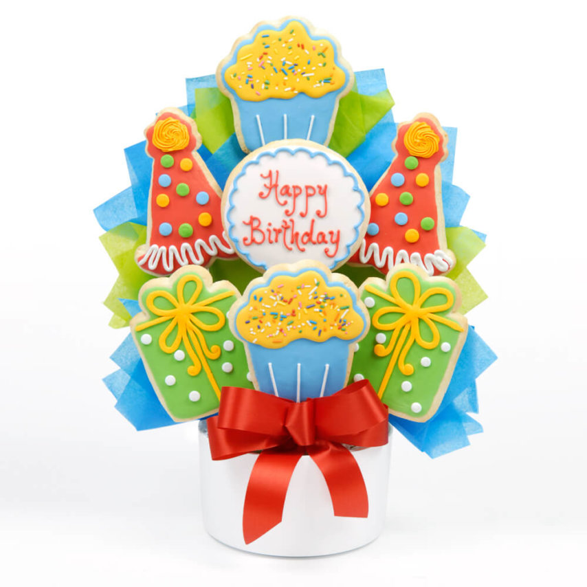 Birthday Party Cutout Cookie Bouquet