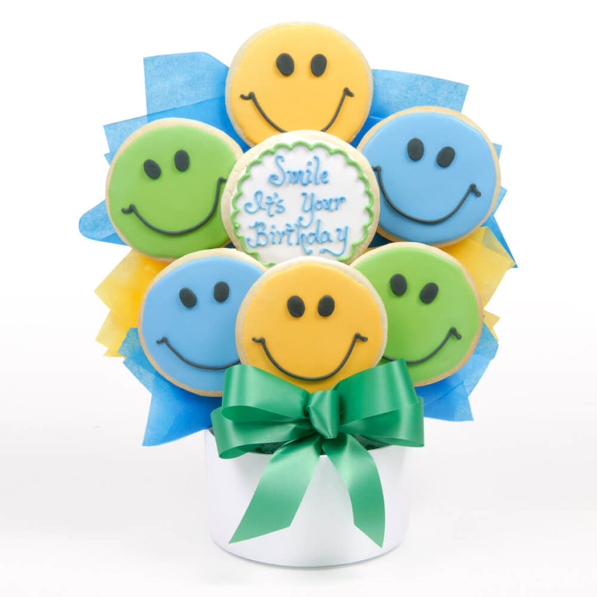 Birthday Smiles Cutout Cookie Bouquet