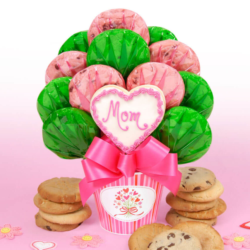 Mom Heart Cookie Bouquet