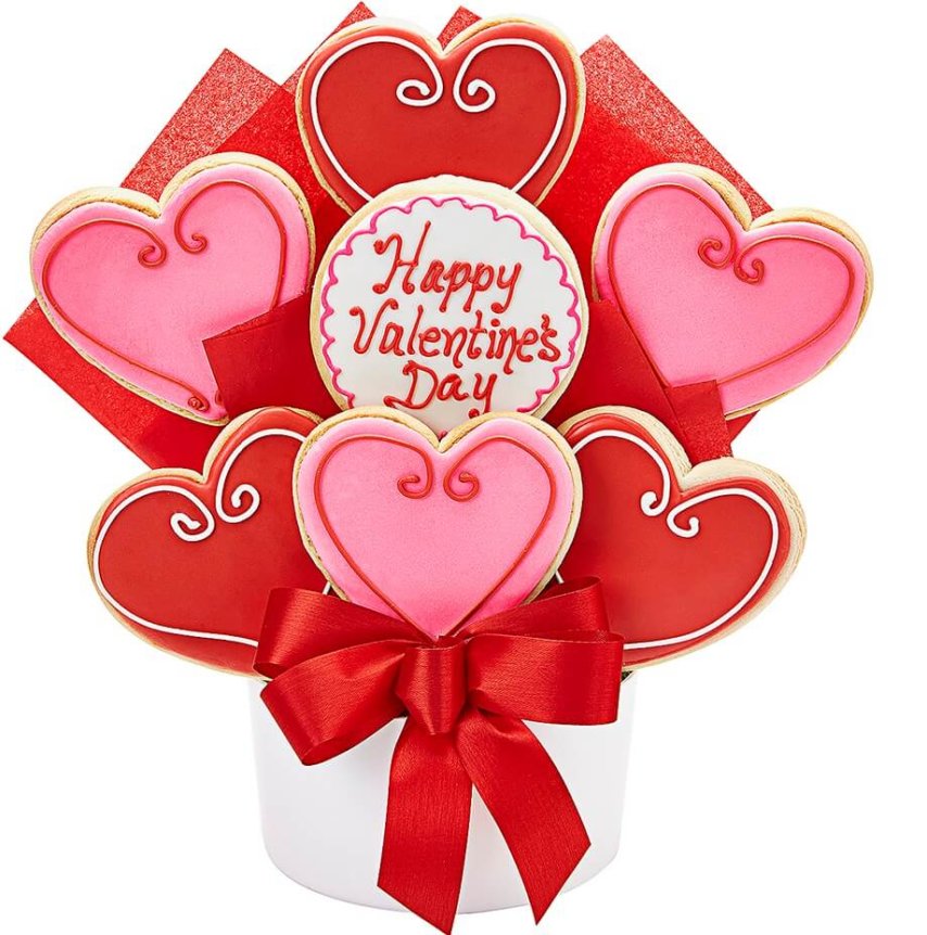 Fancy Hearts Cutout Cookie Bouquet