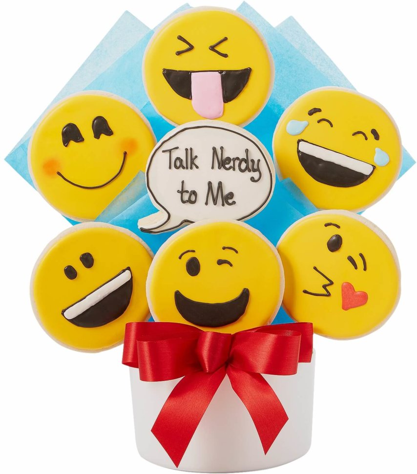 Nerdy Emoji Cutout Cookie Bouquet
