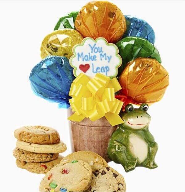 Leaping Heart Frog Cookie Bouquet