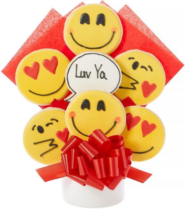 Luv Ya Emoji Decorated Cookie Bouquet