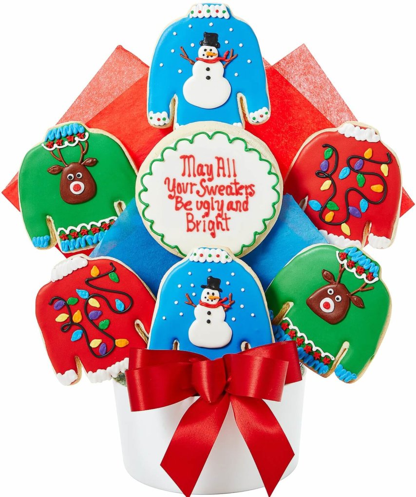 Ugly Sweater Cutout Cookie Bouquet