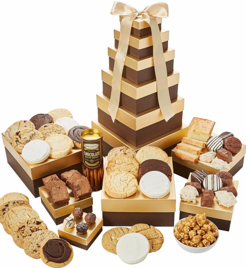 Grand Chocolate and Gold Gift Tower