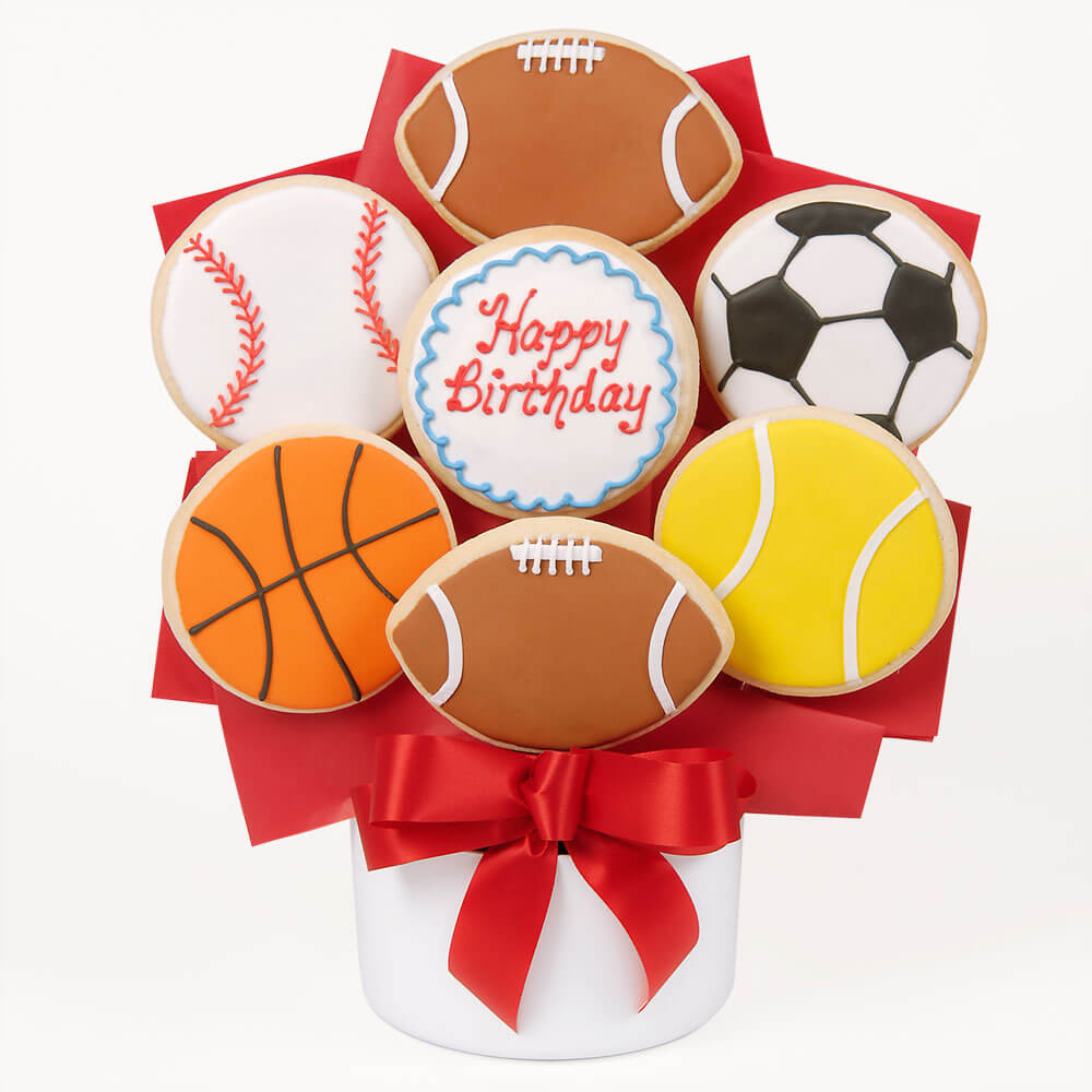 Happy Birthday Sports Cutout Cookie Bouquet Cookie Bouquets